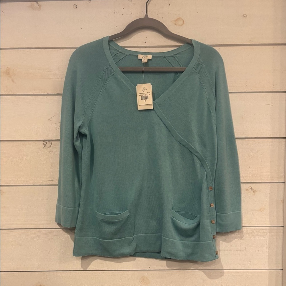 J. Jill NWT Enamel Blue top with Button Details in size small 100% cotton - Picture 4 of 15